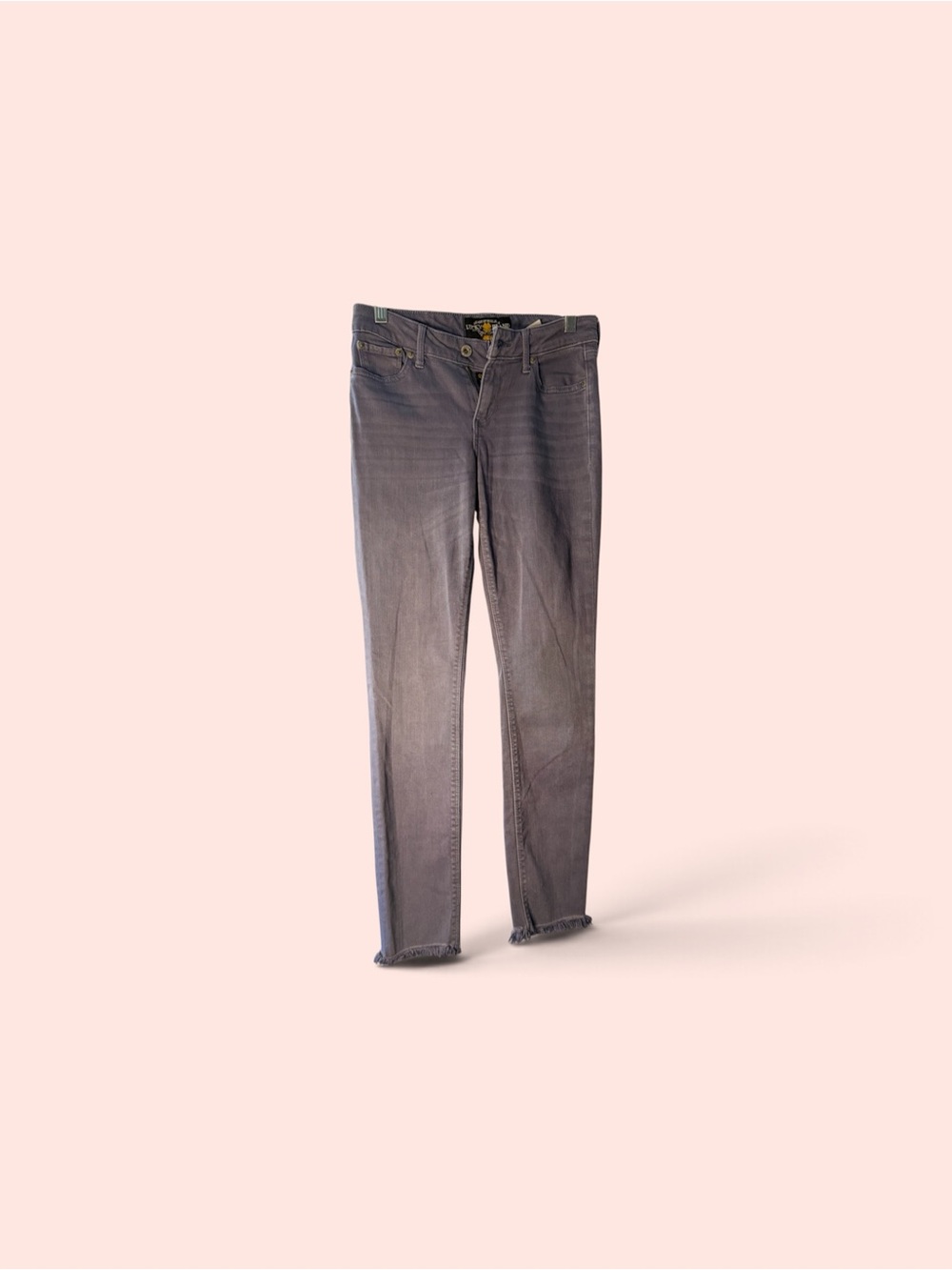 Lucky Brand Lolita Skinny Jeans Women 4 Gray Excellent Raw Fringe Hem Faded